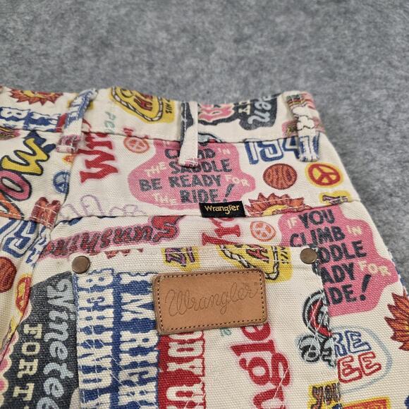 Wrangler x Free People‎ Jeans Womens 24 Wide Barrel Graphic Print High Rise Leg - Picture 15 of 16